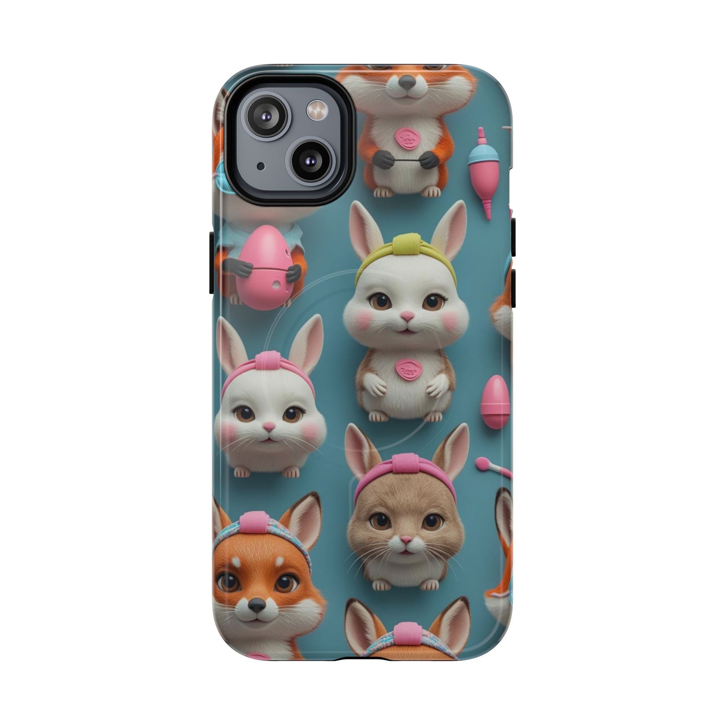 Cute Bunny Pattern Phone Case — Tough Magnetic iPhone Cover