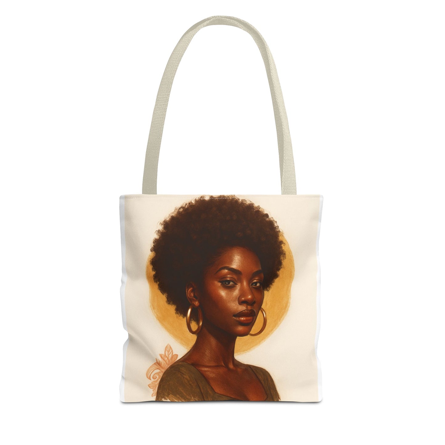 Afro Portrait Tote Bag — Elegant Black Woman Art Print
