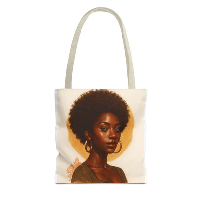 Afro Portrait Tote Bag — Elegant Black Woman Art Print