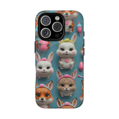 Cute Bunny Pattern Phone Case — Tough Magnetic iPhone Cover