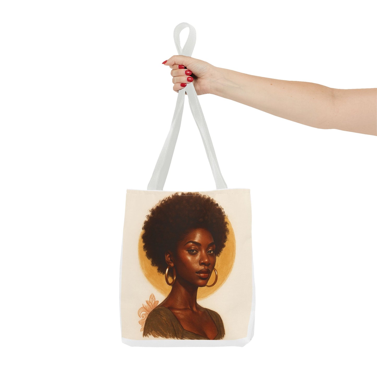 Afro Portrait Tote Bag — Elegant Black Woman Art Print