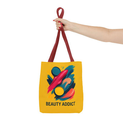 Beauty Addict Tote Bag — Bright Makeup Brush & Palette Art AOP Tote
