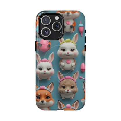 Cute Bunny Pattern Phone Case — Tough Magnetic iPhone Cover