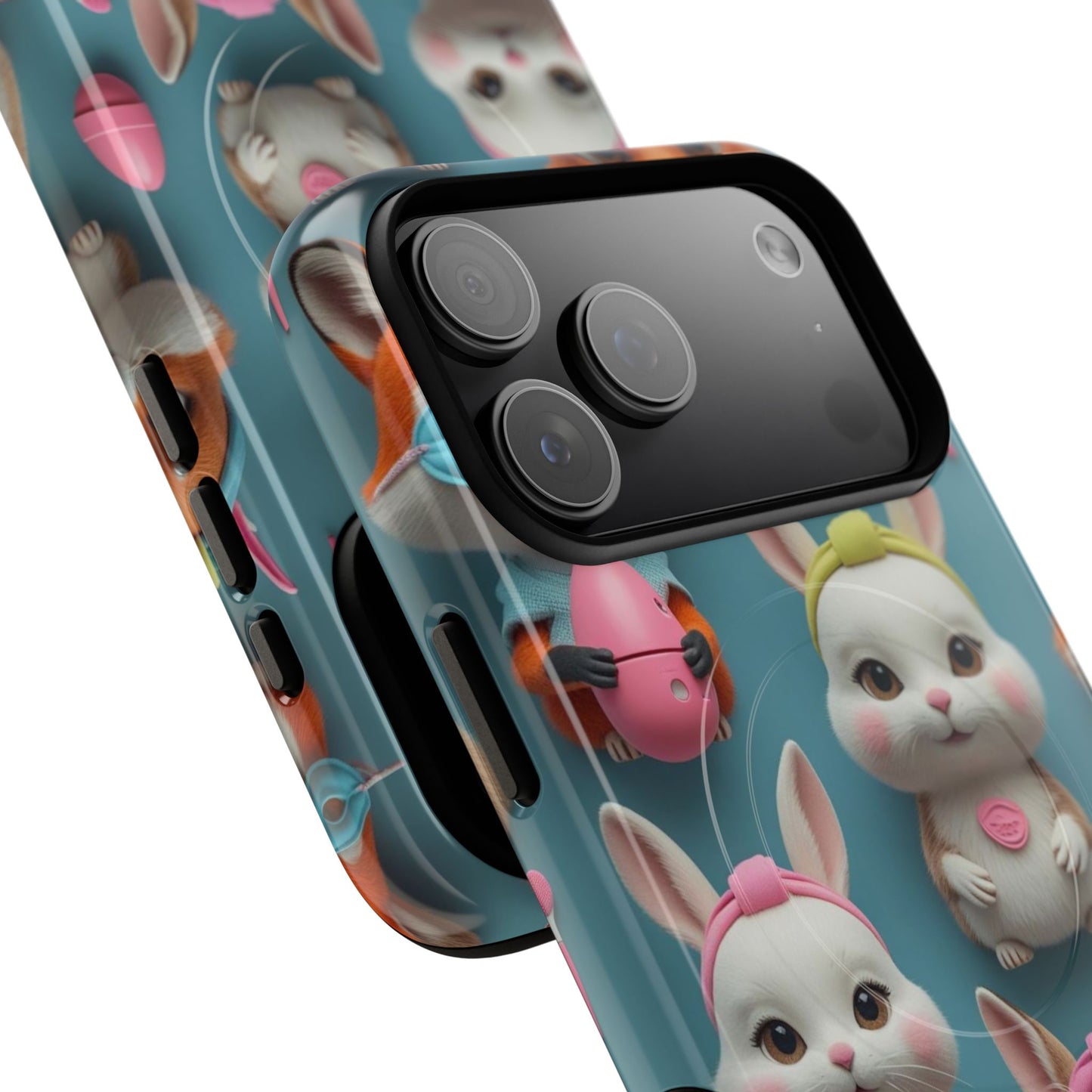 Cute Bunny Pattern Phone Case — Tough Magnetic iPhone Cover