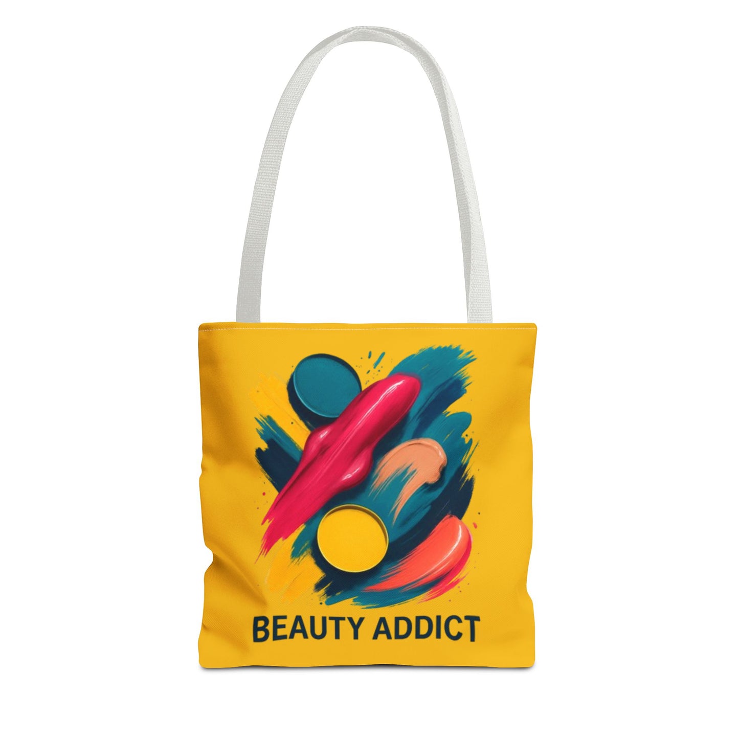 Beauty Addict Tote Bag — Bright Makeup Brush & Palette Art AOP Tote