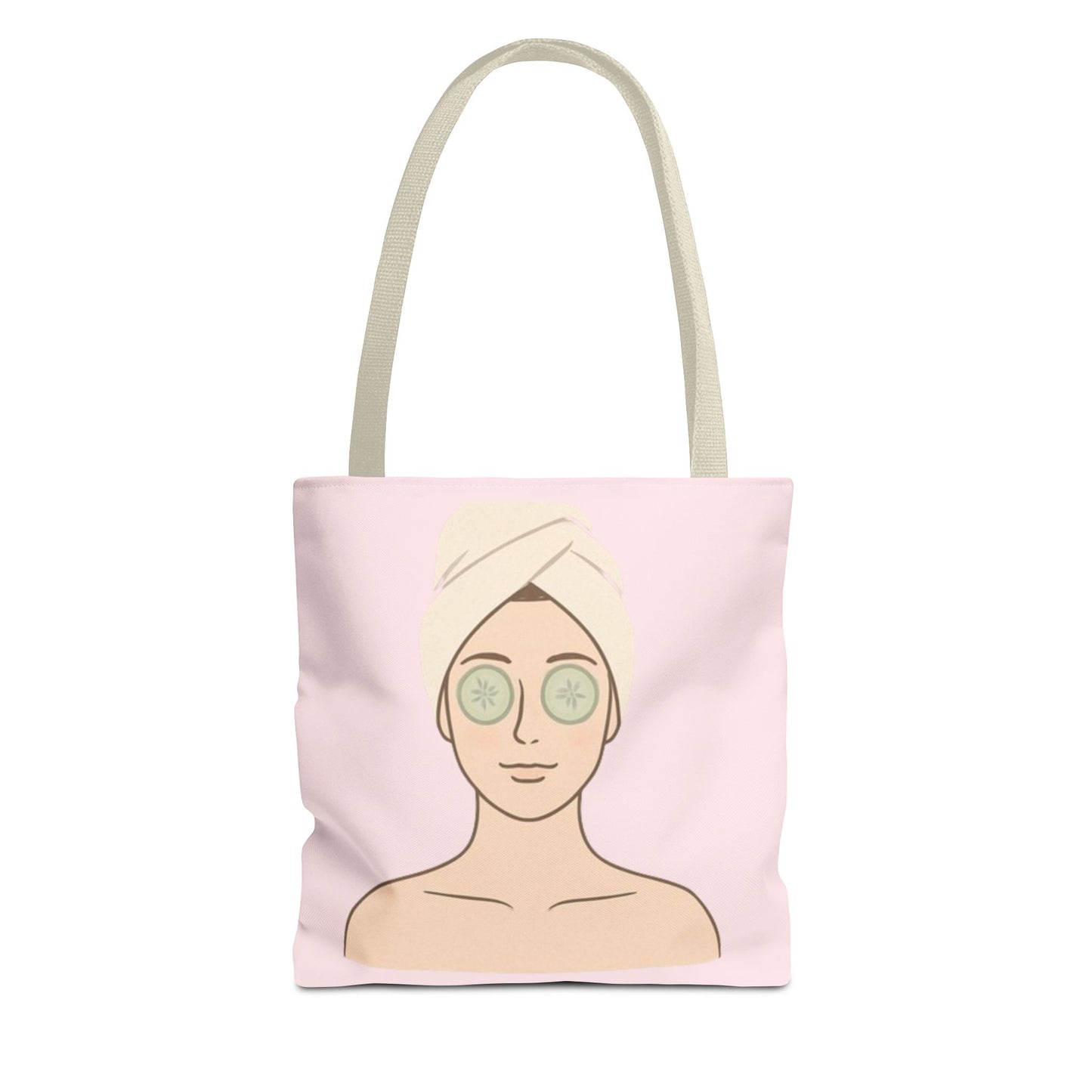 Spa Day Tote Bag – Pink Skincare Girl with Cucumber Eyes