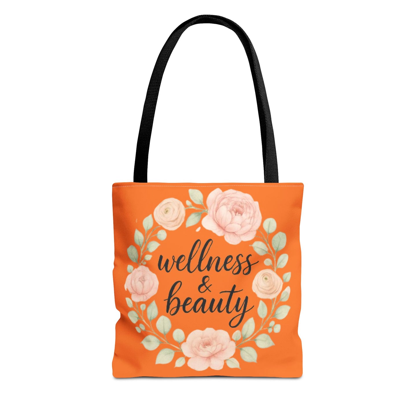 Wellness & Beauty Floral Tote Bag — Orange All-Over-Print Canvas Tote