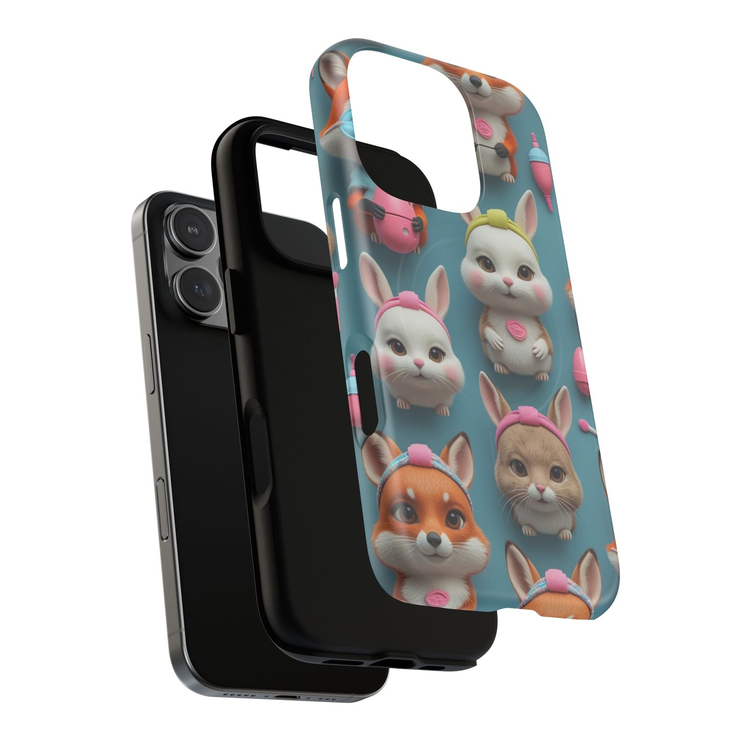 Cute Bunny Pattern Phone Case — Tough Magnetic iPhone Cover