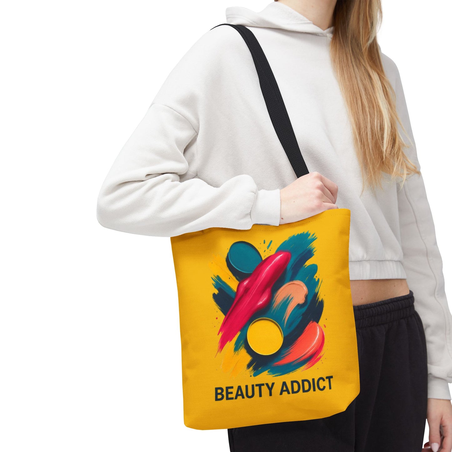 Beauty Addict Tote Bag — Bright Makeup Brush & Palette Art AOP Tote