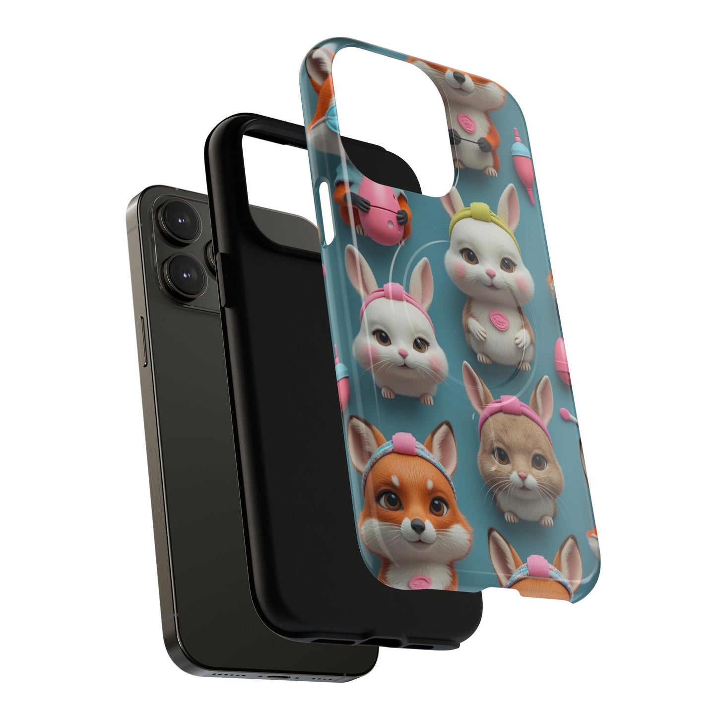 Cute Bunny Pattern Phone Case — Tough Magnetic iPhone Cover