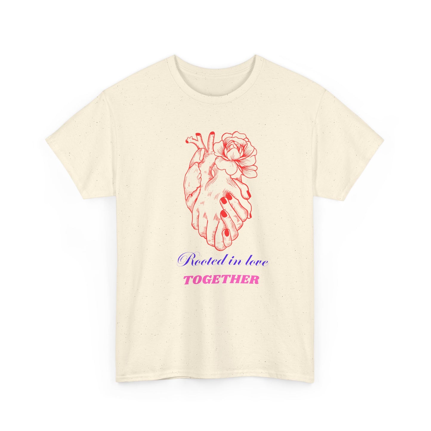 Heart & Rose Graphic Tee — “Rooted in Love Together” Romantic Couple Shirt