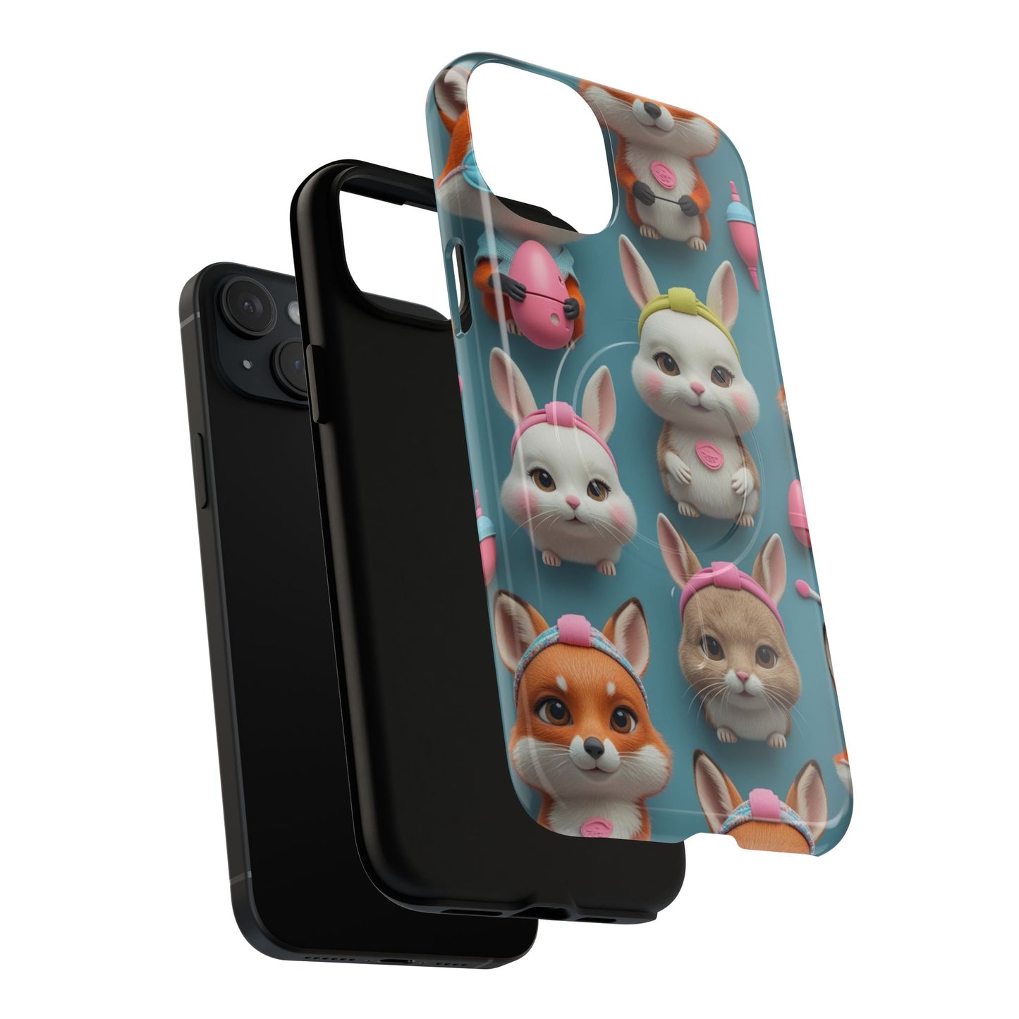 Cute Bunny Pattern Phone Case — Tough Magnetic iPhone Cover