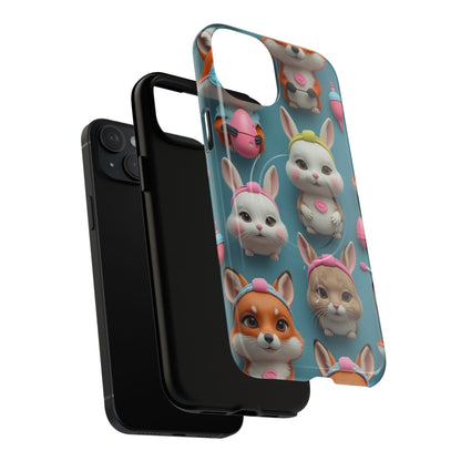 Cute Bunny Pattern Phone Case — Tough Magnetic iPhone Cover