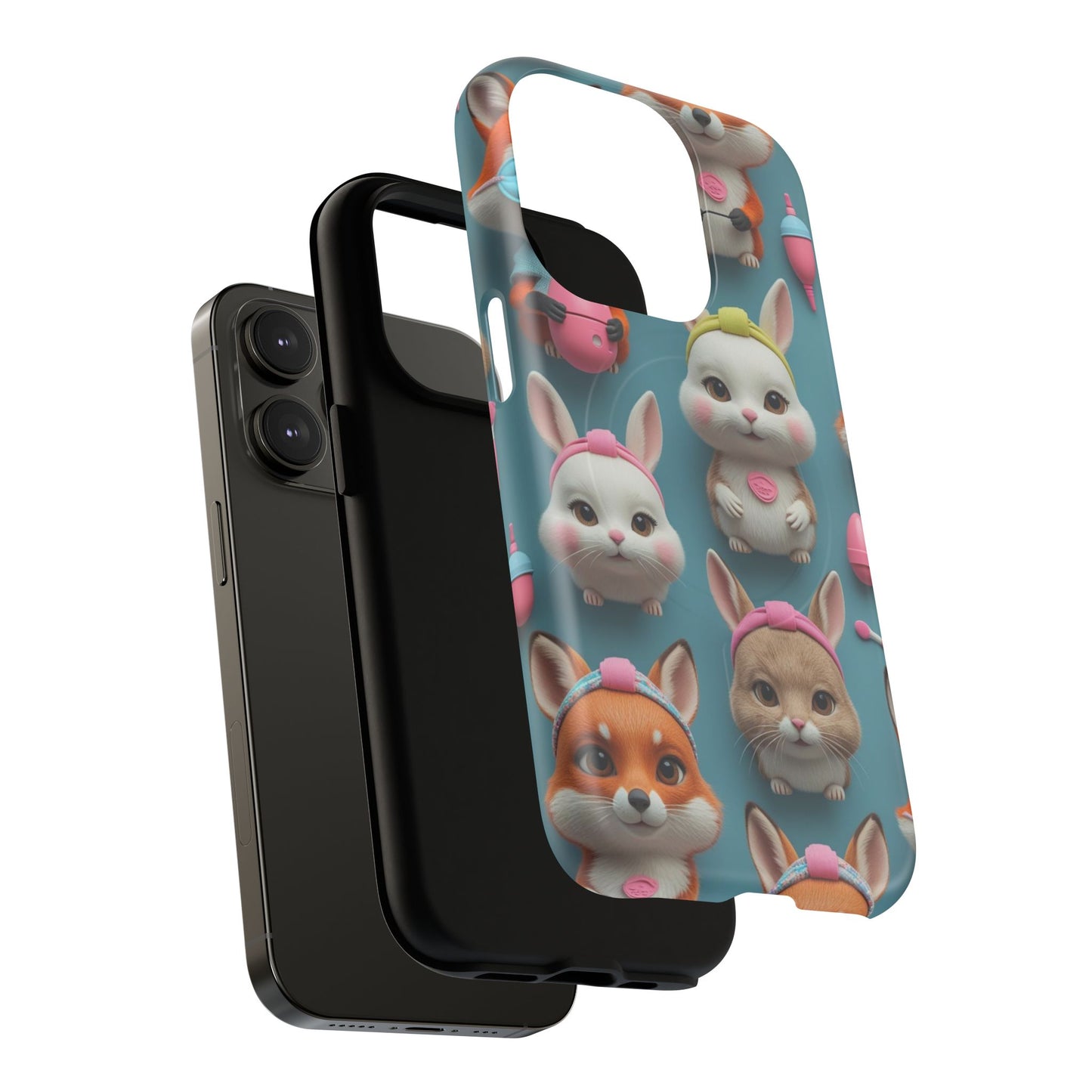Cute Bunny Pattern Phone Case — Tough Magnetic iPhone Cover