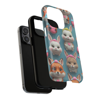 Cute Bunny Pattern Phone Case — Tough Magnetic iPhone Cover