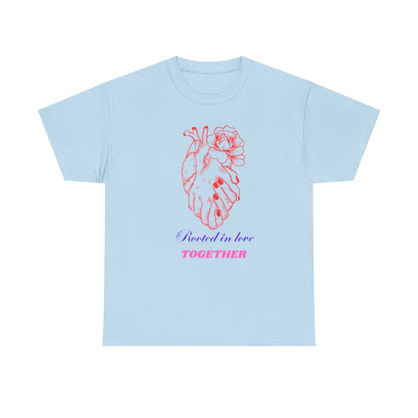 Heart & Rose Graphic Tee — “Rooted in Love Together” Romantic Couple Shirt