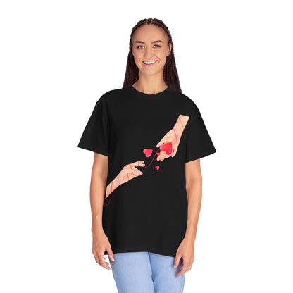 Romantic Hands & Hearts Tee — Love Illustration Graphic T-Shirt