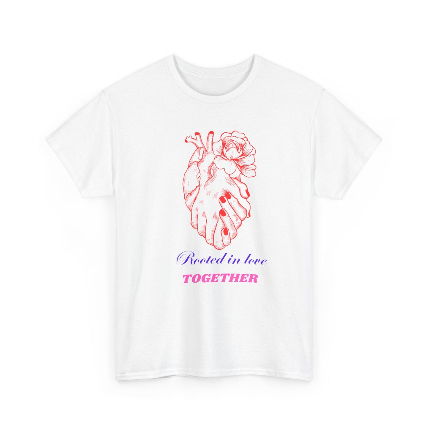 Heart & Rose Graphic Tee — “Rooted in Love Together” Romantic Couple Shirt