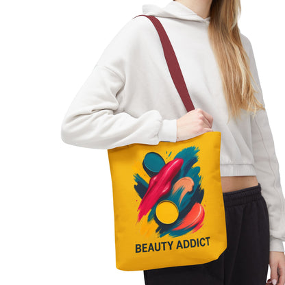 Beauty Addict Tote Bag — Bright Makeup Brush & Palette Art AOP Tote