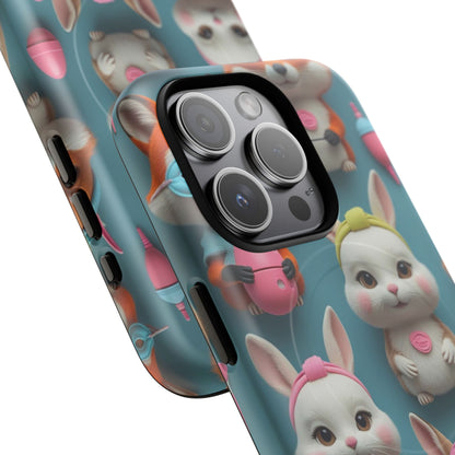 Cute Bunny Pattern Phone Case — Tough Magnetic iPhone Cover