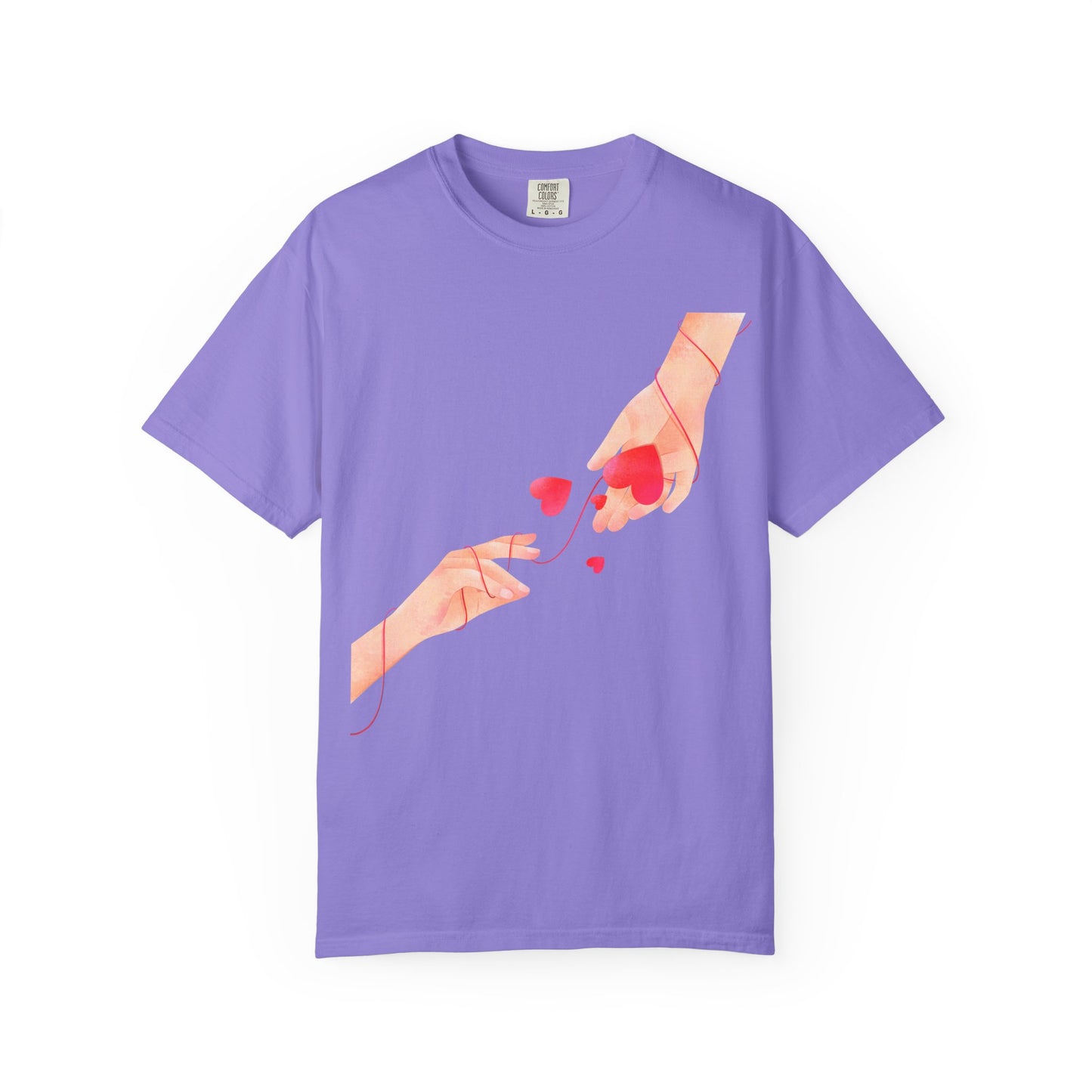 Romantic Hands & Hearts Tee — Love Illustration Graphic T-Shirt