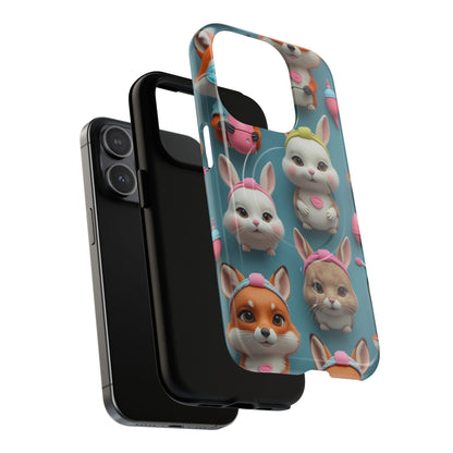 Cute Bunny Pattern Phone Case — Tough Magnetic iPhone Cover