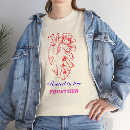 Heart & Rose Graphic Tee — “Rooted in Love Together” Romantic Couple Shirt