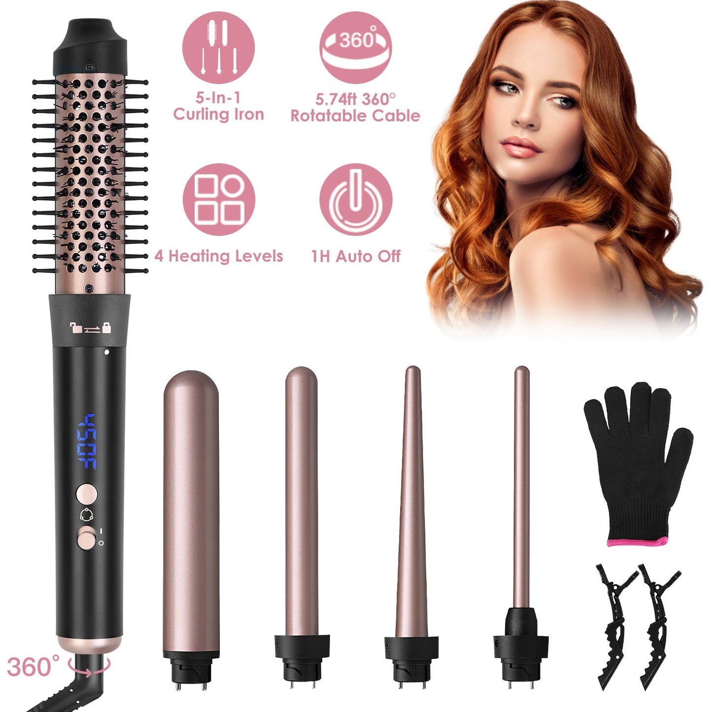 2 Type Options 5 In 1 Curling Wand Hair Curling Iron