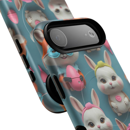 Cute Bunny Pattern Phone Case — Tough Magnetic iPhone Cover