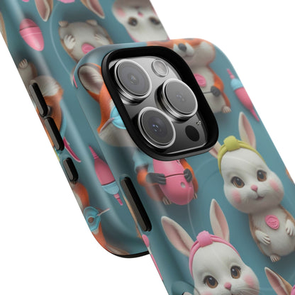 Cute Bunny Pattern Phone Case — Tough Magnetic iPhone Cover