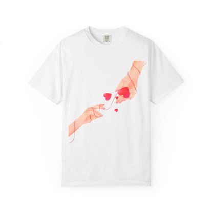 Romantic Hands & Hearts Tee — Love Illustration Graphic T-Shirt