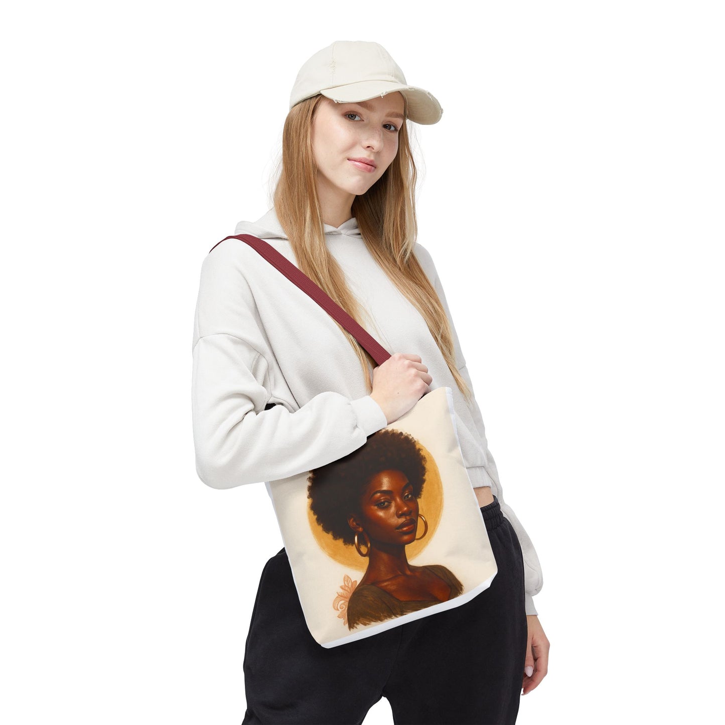 Afro Portrait Tote Bag — Elegant Black Woman Art Print