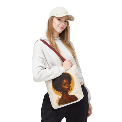 Afro Portrait Tote Bag — Elegant Black Woman Art Print