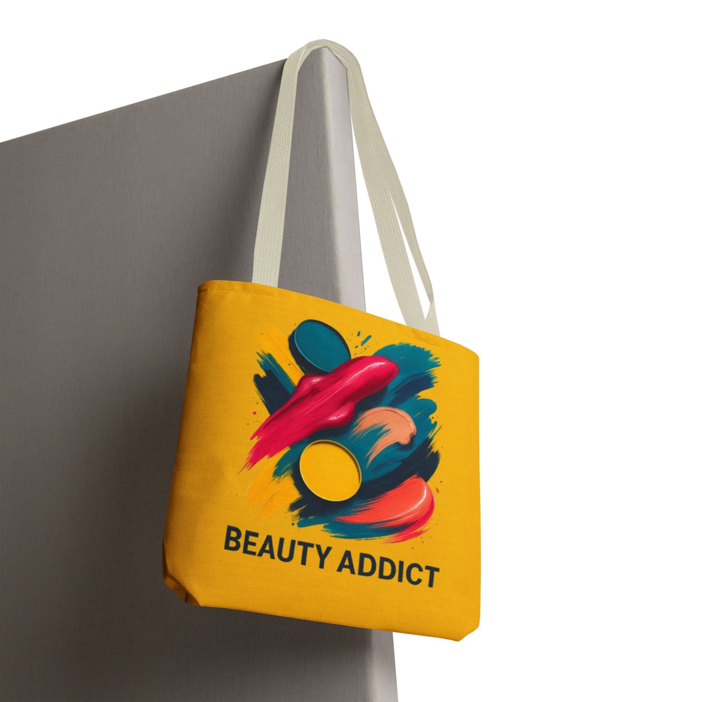 Beauty Addict Tote Bag — Bright Makeup Brush & Palette Art AOP Tote