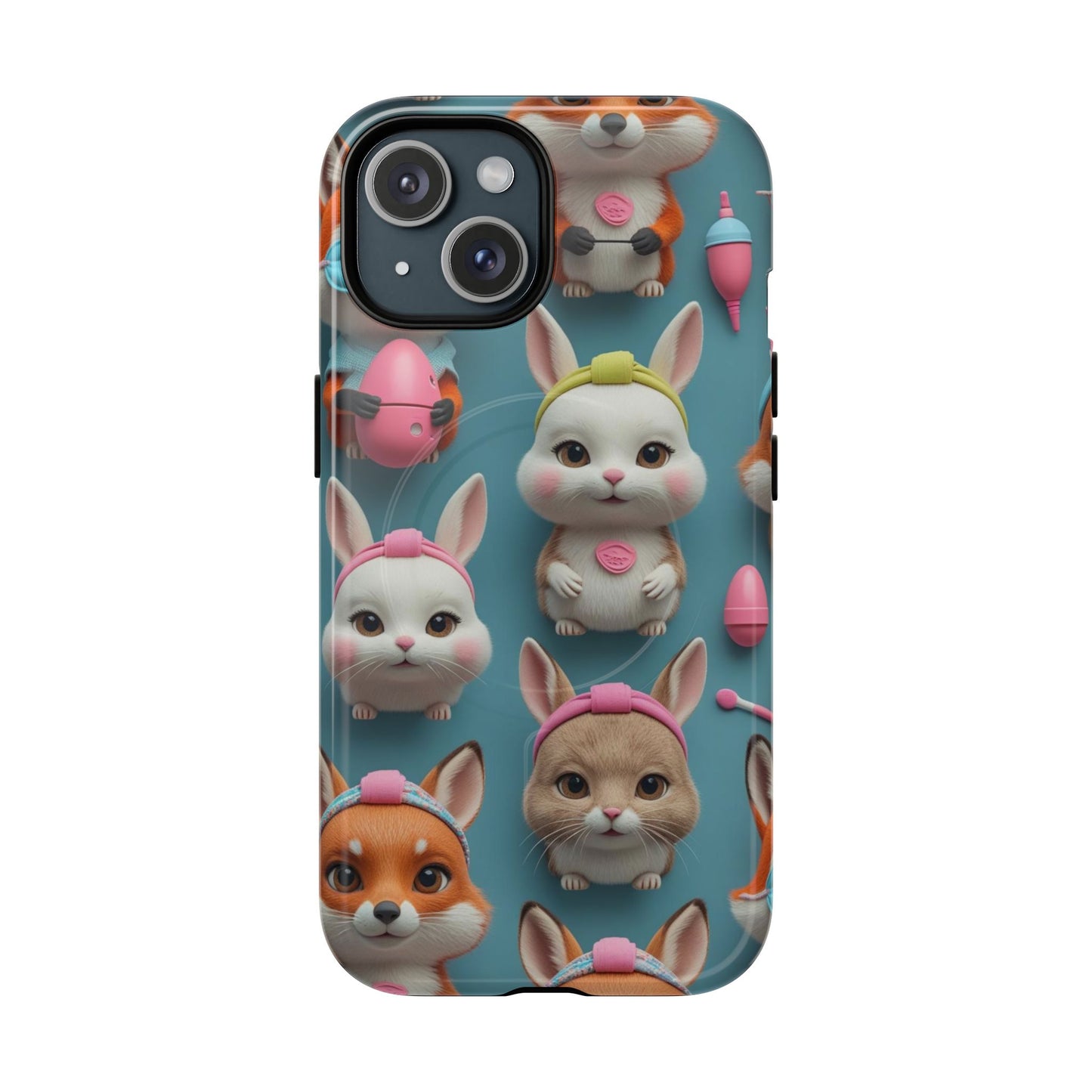 Cute Bunny Pattern Phone Case — Tough Magnetic iPhone Cover