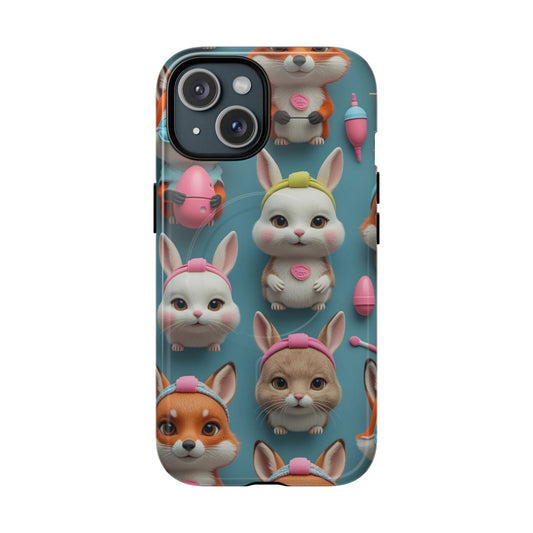 Cute Bunny Pattern Phone Case — Tough Magnetic iPhone Cover