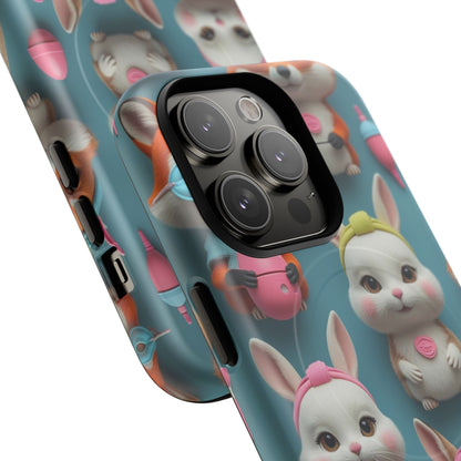 Cute Bunny Pattern Phone Case — Tough Magnetic iPhone Cover