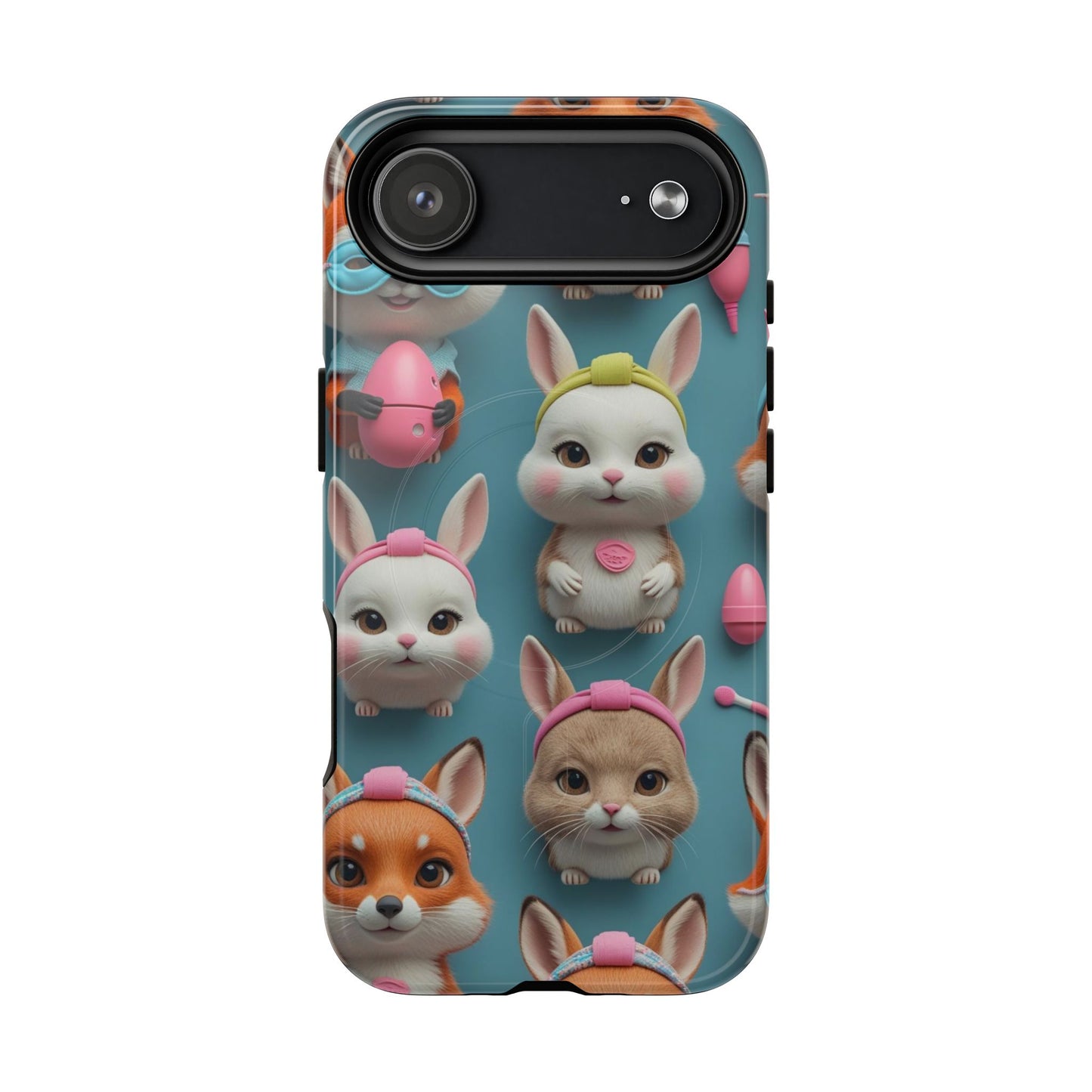 Cute Bunny Pattern Phone Case — Tough Magnetic iPhone Cover