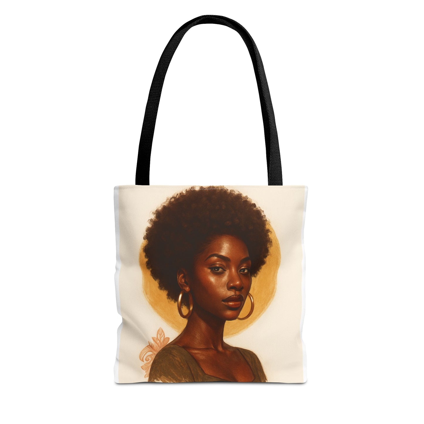 Afro Portrait Tote Bag — Elegant Black Woman Art Print