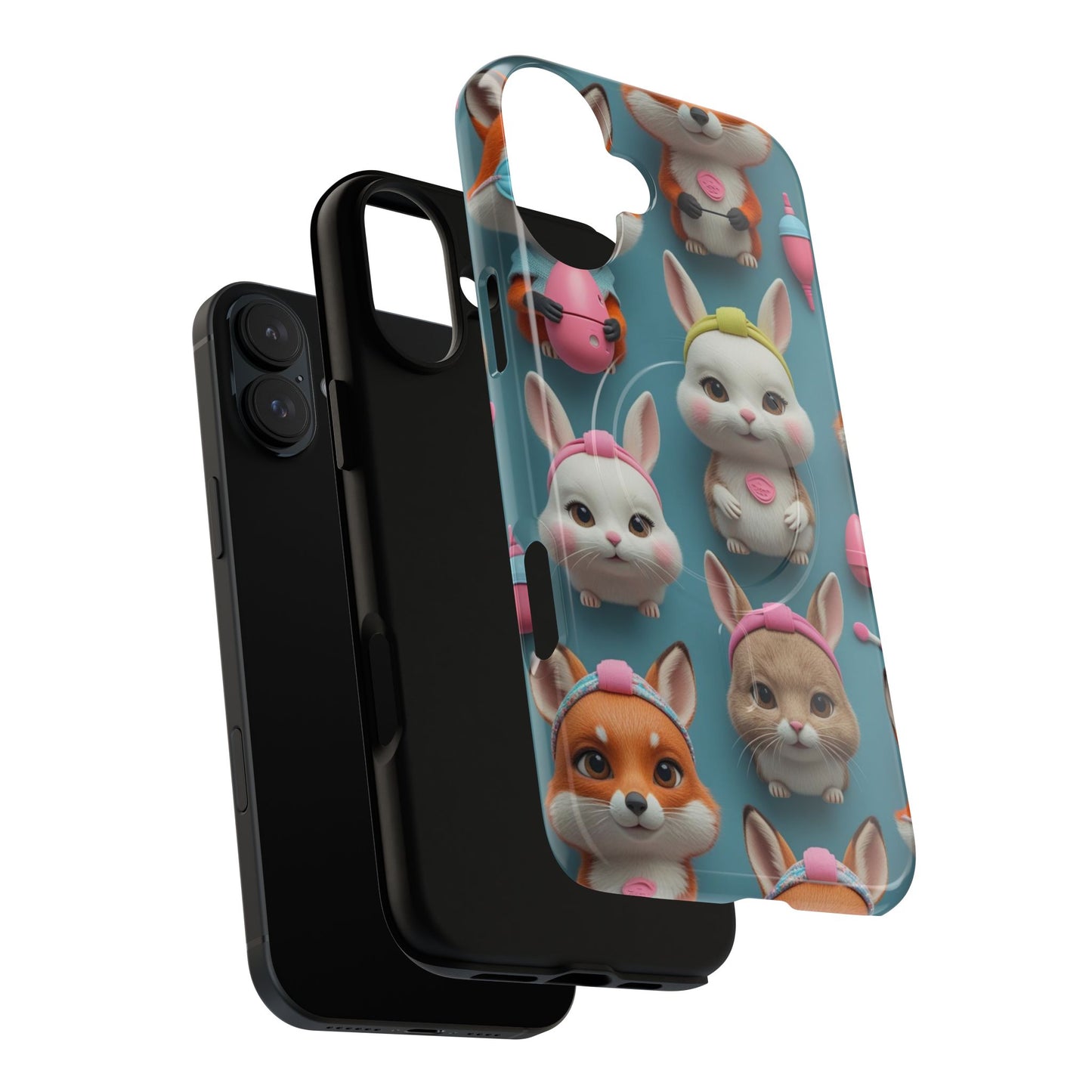Cute Bunny Pattern Phone Case — Tough Magnetic iPhone Cover