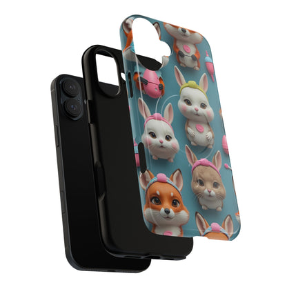 Cute Bunny Pattern Phone Case — Tough Magnetic iPhone Cover