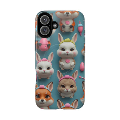 Cute Bunny Pattern Phone Case — Tough Magnetic iPhone Cover