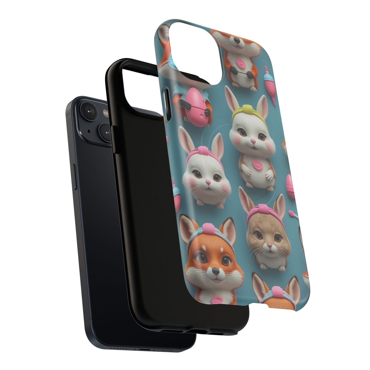 Cute Bunny Pattern Phone Case — Tough Magnetic iPhone Cover