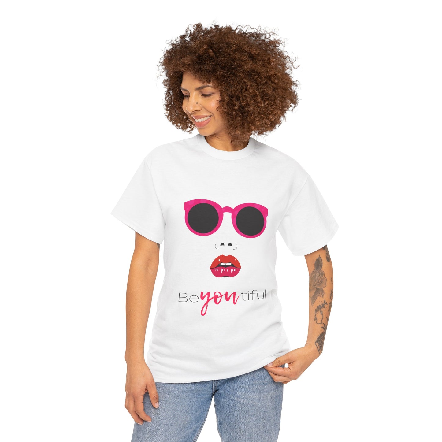 T-Shirt — ‘BeYOUtiful’ Sunglasses & Lip Graphic Tee