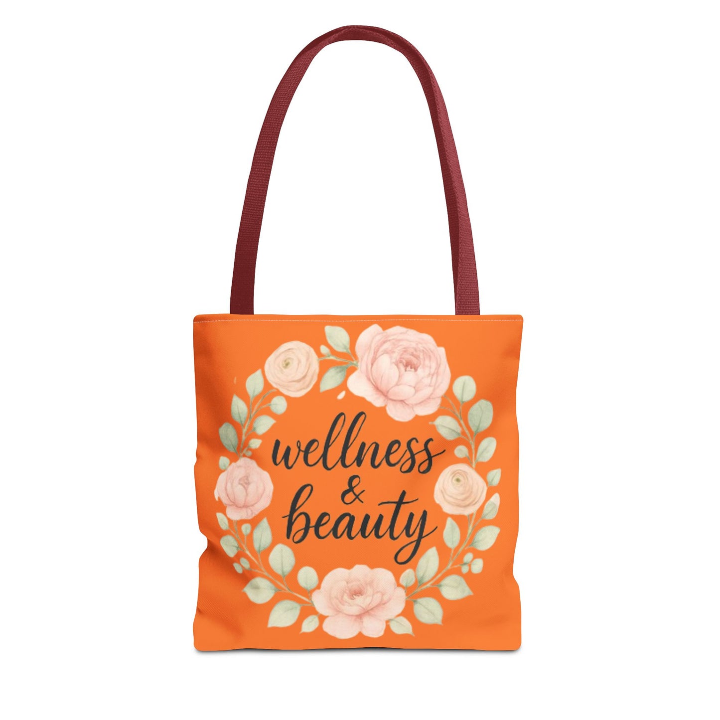 Wellness & Beauty Floral Tote Bag — Orange All-Over-Print Canvas Tote