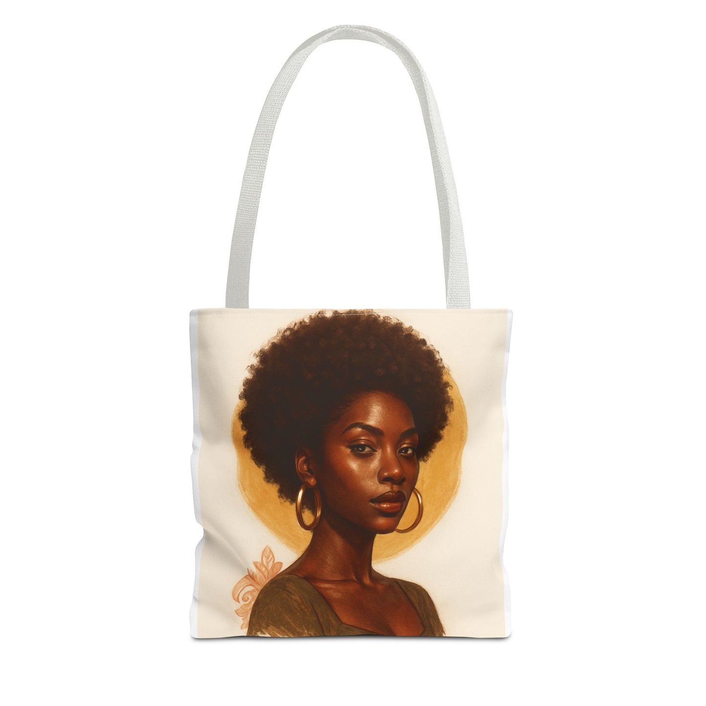 Afro Portrait Tote Bag — Elegant Black Woman Art Print