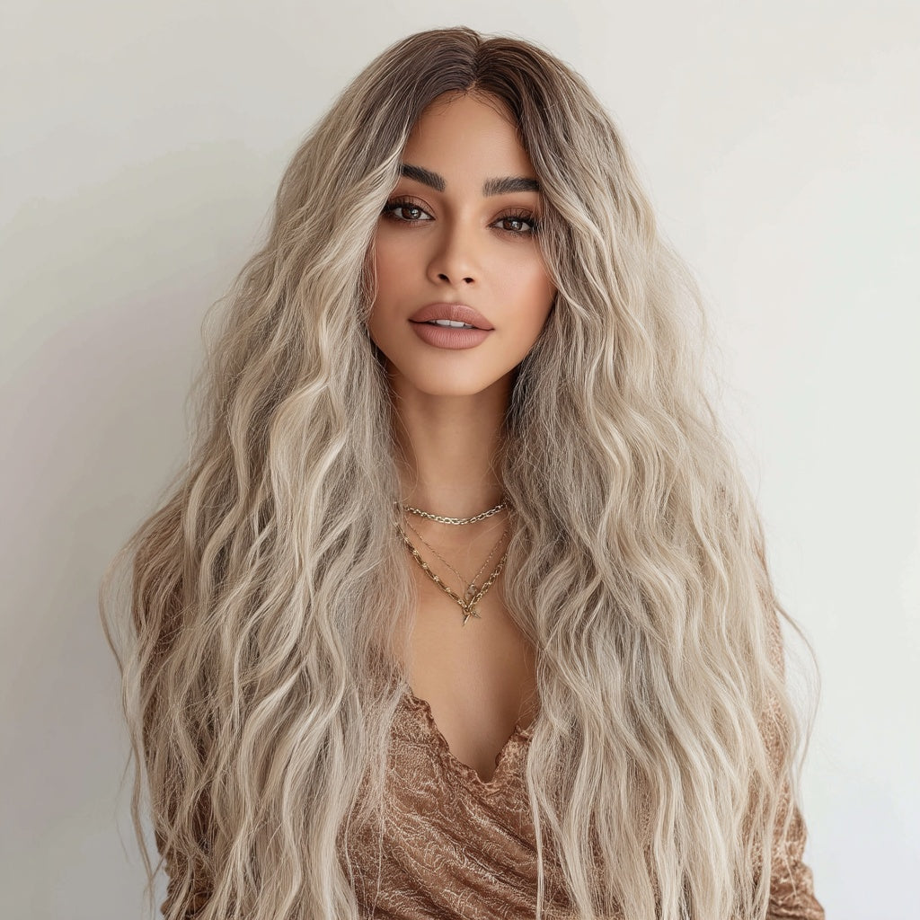 Gray Gradient Wavy Curly Hair Wig