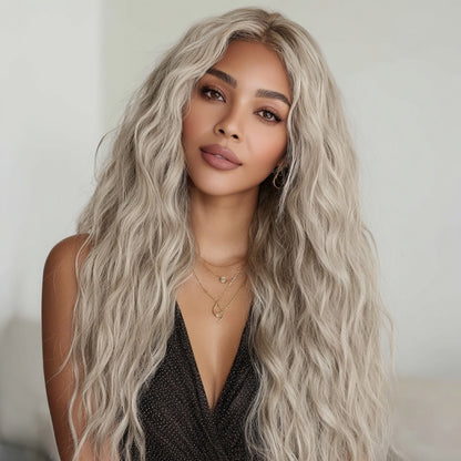 Gray Gradient Wavy Curly Hair Wig